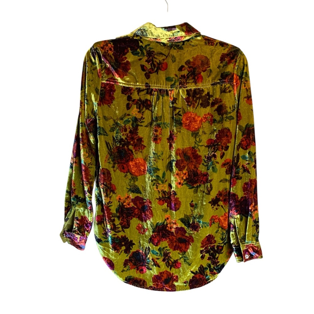 New Anthropologie Pilcro womens velvet button up size XXS floral relaxed Y2K - Picture 5 of 14